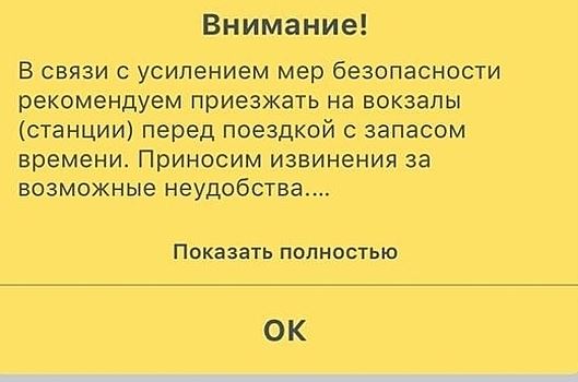 В РЖД призвали россиян приезжать на вокзалы с запасом времени из-за усиления мер безопасности